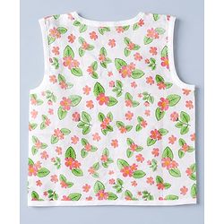 Babyhug 100% Cotton Cambric Knit Sleeveless Front Open Jhablas With Strawberry Floral Print Pack of 3 - Pink , Yellow White