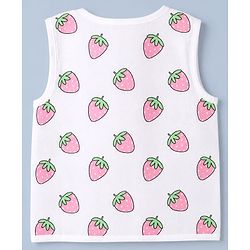 Babyhug 100% Cotton Cambric Knit Sleeveless Front Open Jhablas With Strawberry Floral Print Pack of 3 - Pink , Yellow White