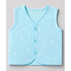Babyhug 100% Cotton Cambric Woven Front Open Sleeveless Jhablas with Moon Star Cloud Pack of 3 - Light Blue, Light Green, Light Pink