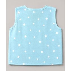 Babyhug 100% Cotton Cambric Woven Front Open Sleeveless Jhablas with Moon Star Cloud Pack of 3 - Light Blue, Light Green, Light Pink