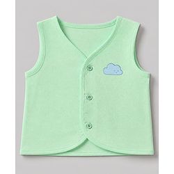 Babyhug 100% Cotton Cambric Woven Front Open Sleeveless Jhablas with Moon Star Cloud Pack of 3 - Light Blue, Light Green, Light Pink