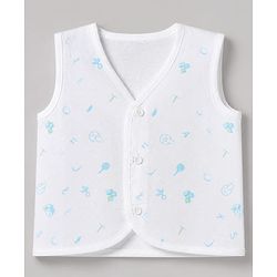Babyhug 100% Cotton Cambric Woven Front Open Sleeveless Jhablas with Moon Star Cloud Pack of 3 - Light Blue, Light Green, Light Pink