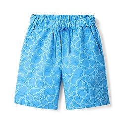 Babyhug Tafetta Water Repellant Printed Swimming Trunk - Blue