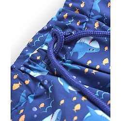 Babyhug Tafetta Water Repellant Shark Printed Swimming Trunk - Navy Blue