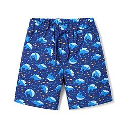 Babyhug Tafetta Water Repellant Shark Printed Swimming Trunk - Navy Blue