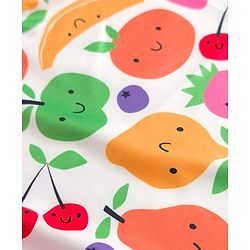 Babyhug Water Repellant Sleeveless V Cut Swimsuit with Fruits Print & Bow Applique - Multicolour