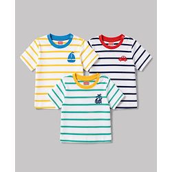 Babyhug 100% Cotton Knit T-Shirts with Graphics Half Sleeves Yellow 0-3 Months Pack of 3