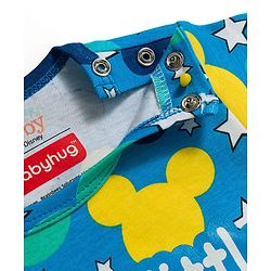 Babyhug Disney Interlock Knit Full Sleeves Onesies with Mickey Mouse Print Pack of 2 - Aqua
