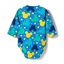 Babyhug Disney Interlock Knit Full Sleeves Onesies with Mickey Mouse Print Pack of 2 - Aqua