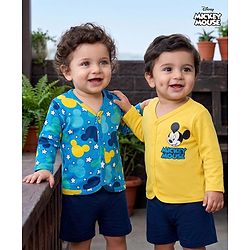 Babyhug Disney 100% Cotton Knit Full Sleeves Jhablas With Micky Mouse Graphics Pack Of 2 - Multicolor