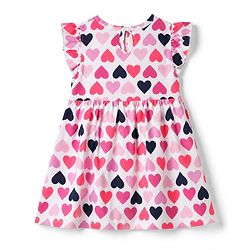 Babyhug Cotton Single Jersey Knit Knee Length Frock with Half Sleeves and Hearts Print Pack of 2 - Pink Navy Blue