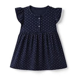 Babyhug Cotton Single Jersey Knit Knee Length Frock with Half Sleeves and Hearts Print Pack of 2 - Pink Navy Blue