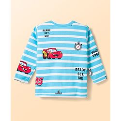 Babyhug Disney Interlock Knit Full Sleeves Jhablas with Cars Graphics Pack of 2 - White & Light Blue