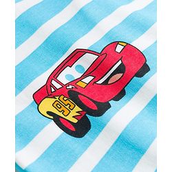 Babyhug Disney Interlock Knit Full Sleeves Jhablas with Cars Graphics Pack of 2 - White & Light Blue
