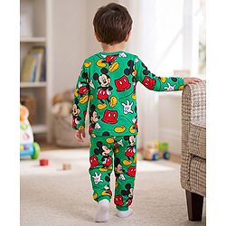 Babyhug Disney Single Jersey Knit Full Sleeves Co-Ords T-Shirt & Pyjama Night Suit with Mickey & Friends  Print - Green