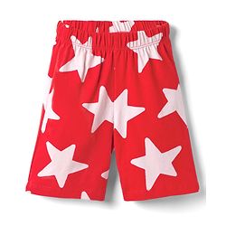 Babyhug 100% Cotton Knit Half Sleeves Co-Ords Shirt & Shorts Night Suit With Star Print - Red