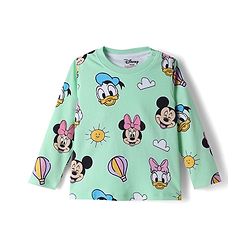 Babyhug Disney Single Jersey Knit Full Sleeves T-Shirt & Pyjama Night Suit with Minnie Mouse  Print - Green
