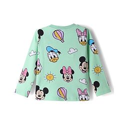 Babyhug Disney Single Jersey Knit Full Sleeves T-Shirt & Pyjama Night Suit with Minnie Mouse  Print - Green