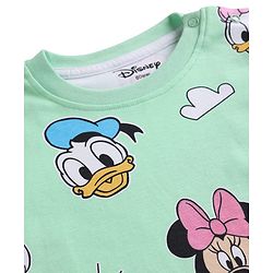 Babyhug Disney Single Jersey Knit Full Sleeves T-Shirt & Pyjama Night Suit with Minnie Mouse  Print - Green