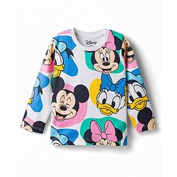 Babyhug Disney Single Jersey Knit Full Sleeves  Minnie & Friends Co-Ords T-Shirt & Pyjama Night Suit - White