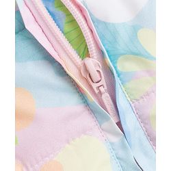 Babyhug Woven Full Sleeves Hooded Padded Jacket with Floral Print & Bow Applique - Light Blue