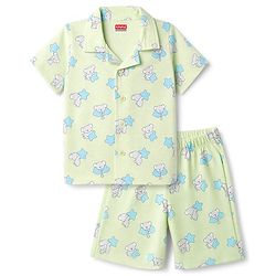 Babyhug 100% Cotton Knit Half Sleeves Co-Ords Shirt & Shorts Night Suit with Koala Print - Light Green