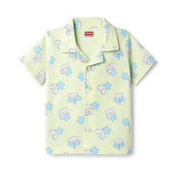 Babyhug 100% Cotton Knit Half Sleeves Co-Ords Shirt & Shorts Night Suit with Koala Print - Light Green