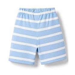 Babyhug 100% Cotton Knit Half Sleeves T-Shirt & Shorts Night Suit with Boat Print - Sky