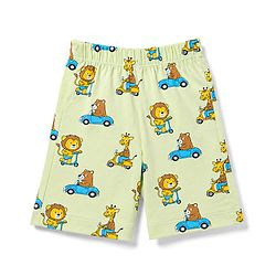 Babyhug 100% Cotton Knit Full Sleeves T-Shirt & Shorts Co-Ord Night Suit With Animal Print - Light Green