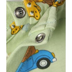 Babyhug 100% Cotton Knit Full Sleeves T-Shirt & Shorts Co-Ord Night Suit With Animal Print - Light Green
