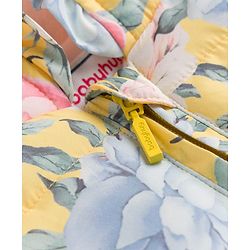 Babyhug Woven Hooded Padded Floral Printed Jacket with Bow - Pink