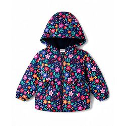 Babyhug Full Sleeves Winter Wear Suits With Floral Print- Navy Blue