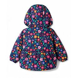 Babyhug Full Sleeves Winter Wear Suits With Floral Print- Navy Blue