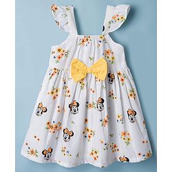 Babyhug Disney Cotton Woven One Piece Dresses/Frocks with Minnie Mouse Graphics Multi Color 6-9 Months
