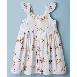 Babyhug Disney Cotton Woven One Piece Dresses/Frocks with Minnie Mouse Graphics Multi Color 6-9 Months