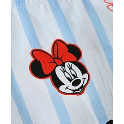 Babyhug Disney Cotton Woven Sleeveless Top and Shorts With Minnie Mouse Graphics - Light Blue & Red