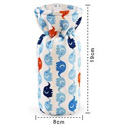 Babyhug Velour Feeding Bottle Cover Elephant Print Large Blue - Fits Upto 280 ml Bottle