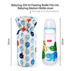 Babyhug Velour Feeding Bottle Cover Elephant Print Large Blue - Fits Upto 280 ml Bottle