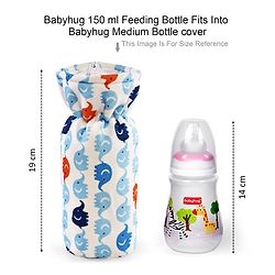 Babyhug Velour Feeding Bottle Cover Elephant Print Large Blue - Fits Upto 280 ml Bottle