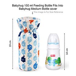 Babyhug Velour Feeding Bottle Cover Elephant Print Large Blue - Fits Upto 280 ml Bottle