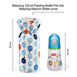 Babyhug Velour Feeding Bottle Cover Elephant Print Large Blue - Fits Upto 280 ml Bottle