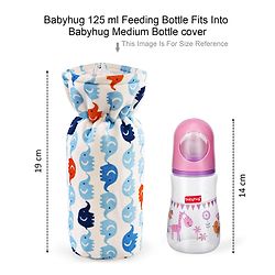 Babyhug Velour Feeding Bottle Cover Elephant Print Large Blue - Fits Upto 280 ml Bottle
