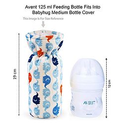 Babyhug Velour Feeding Bottle Cover Elephant Print Large Blue - Fits Upto 280 ml Bottle