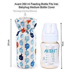 Babyhug Velour Feeding Bottle Cover Elephant Print Large Blue - Fits Upto 280 ml Bottle