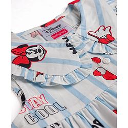 Babyhug Disney Cotton Woven Frock with Minnie Mouse Graphics Blue 6-9 Months