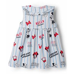 Babyhug Disney Cotton Woven Frock with Minnie Mouse Graphics Blue 6-9 Months