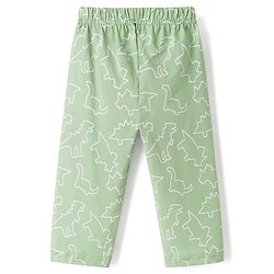 Babyhug Cotton Knit Full Sleeves Shirt & Pyjama Co-Ord Night Suit With Dino Print - Teal Blue
