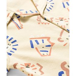 Babyhug 100% Cotton Knit Half Sleeves Shirt & Pyjama Co-Ord Night Suit With Animal Print - Brown