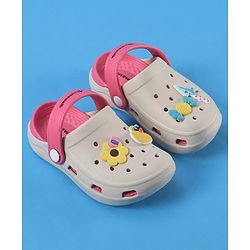Cute Walk by Babyhug Backstrap Closure Clogs With Floral & Duck Applique - Pink