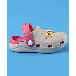 Cute Walk by Babyhug Backstrap Closure Clogs With Floral & Duck Applique - Pink